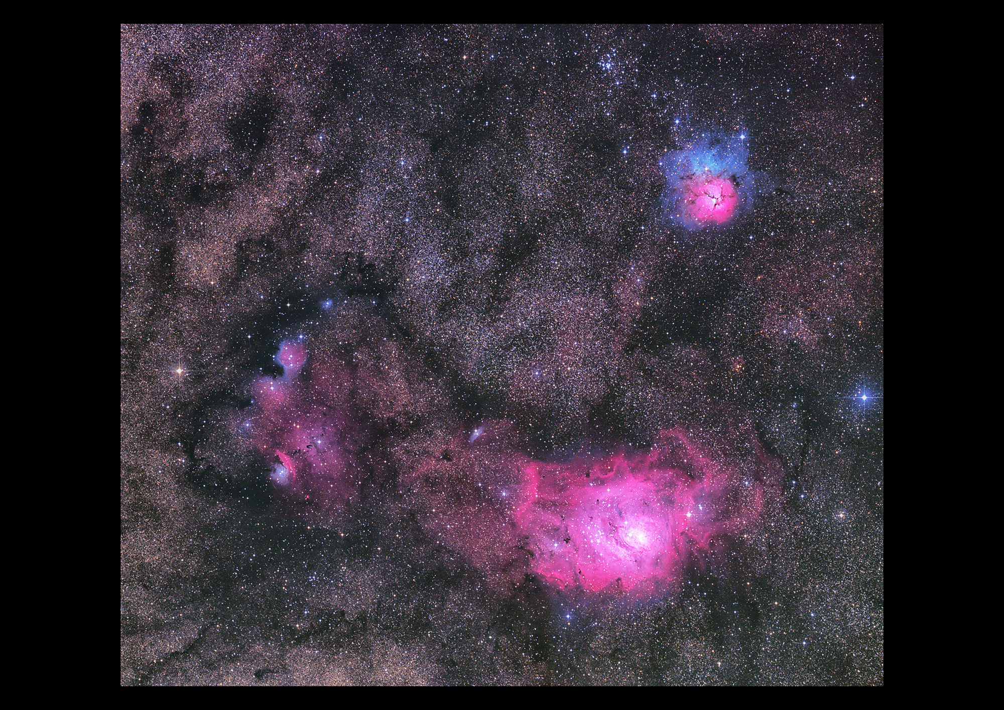 三裂星雲から干潟星雲付近 西明石天文同好会